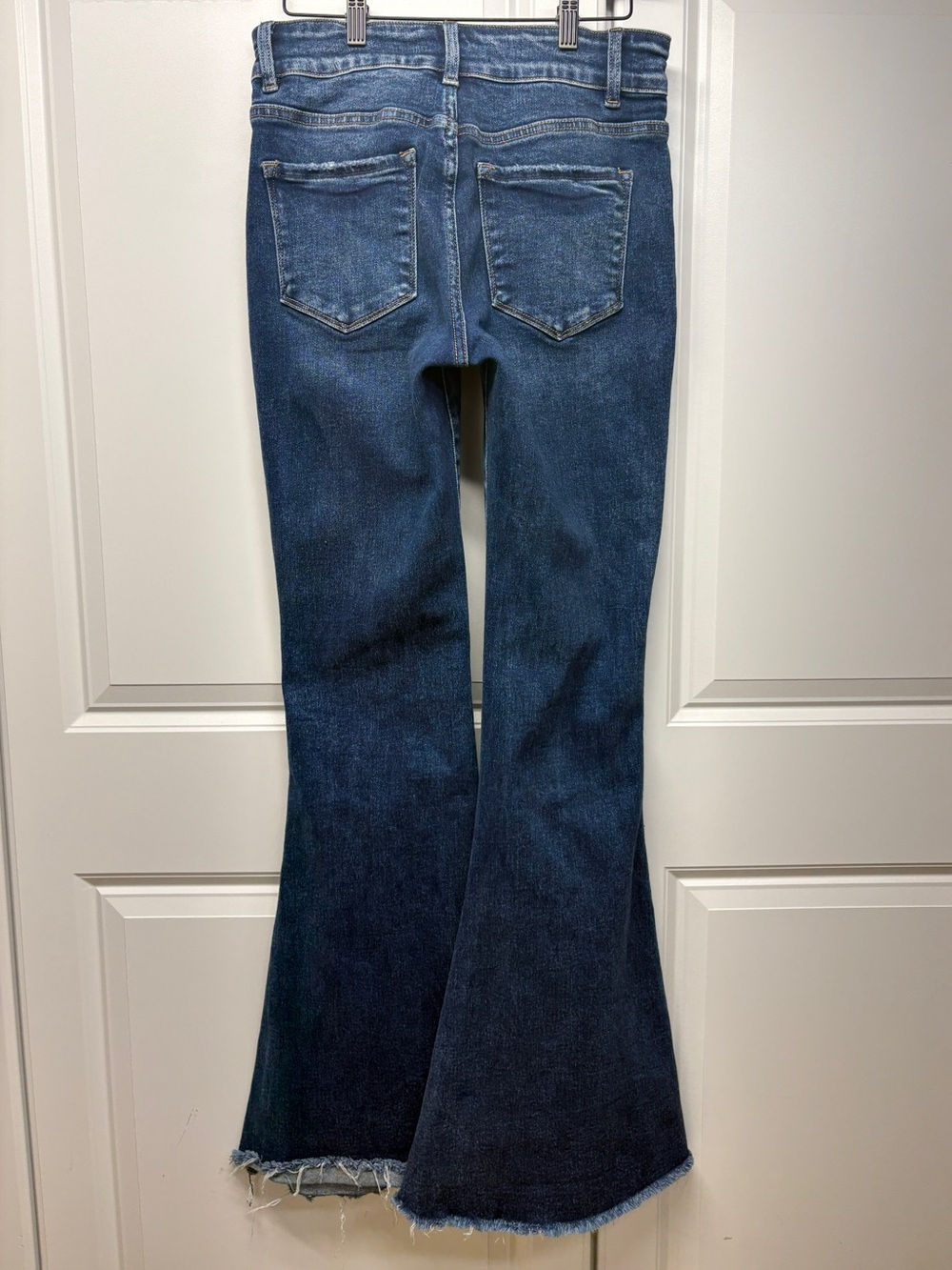 Flying Monkey High Rise Extreme Flare Jeans Dark Wash Raw Hem Size 29 BY4345L - Picture 16 of 16
